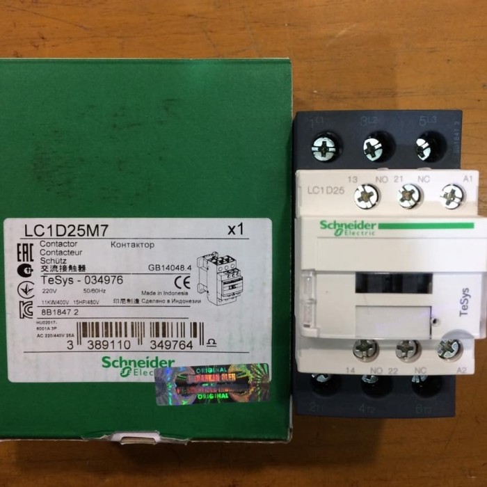 Schneider Kontaktor / Contactor TeSys D LC1D25 220V / LC1D25M7 Lazada