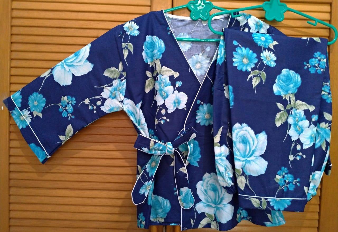 Cloth.88 Baju Tidur Piyama Wanita Model Kimono Setelan Celana Panjang 0656