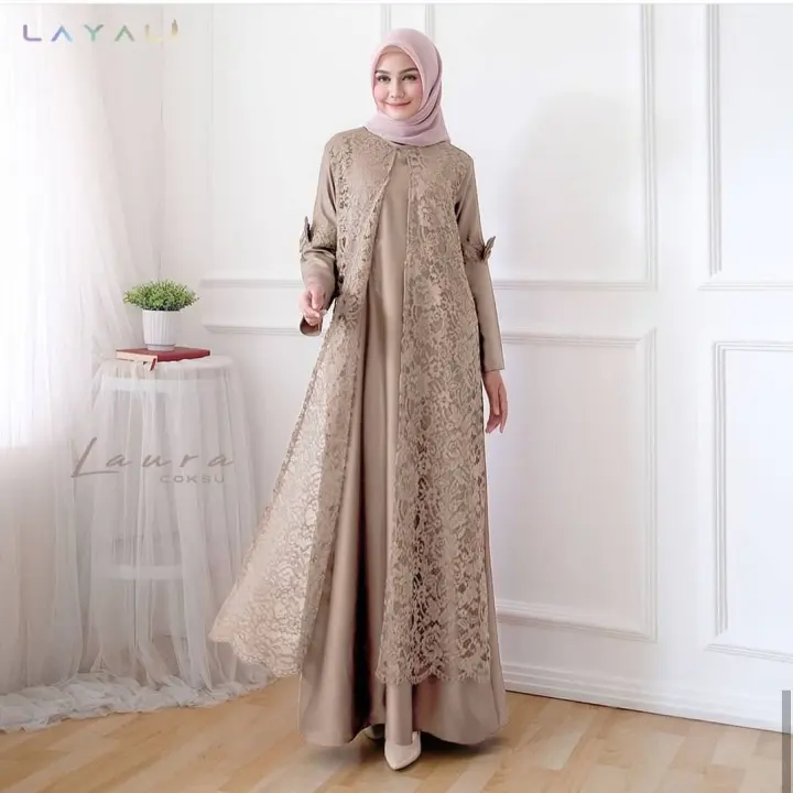 Div Fashion Wanita Laura Long Dress Brukat Baju Gamis Wanita Terbaru 2021 Gamis Remaja Modern Gamis Pesta Mewah Gamis Kondangan Lazada Indonesia