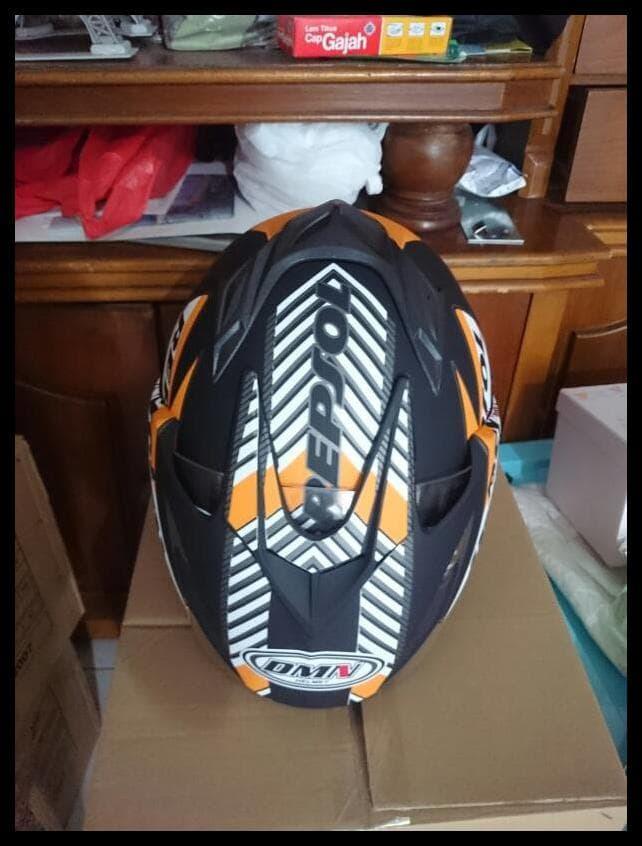 (Murah!!) Helm 2 Kaca (Double Visor) Murah Black Doff Marquez Repsol