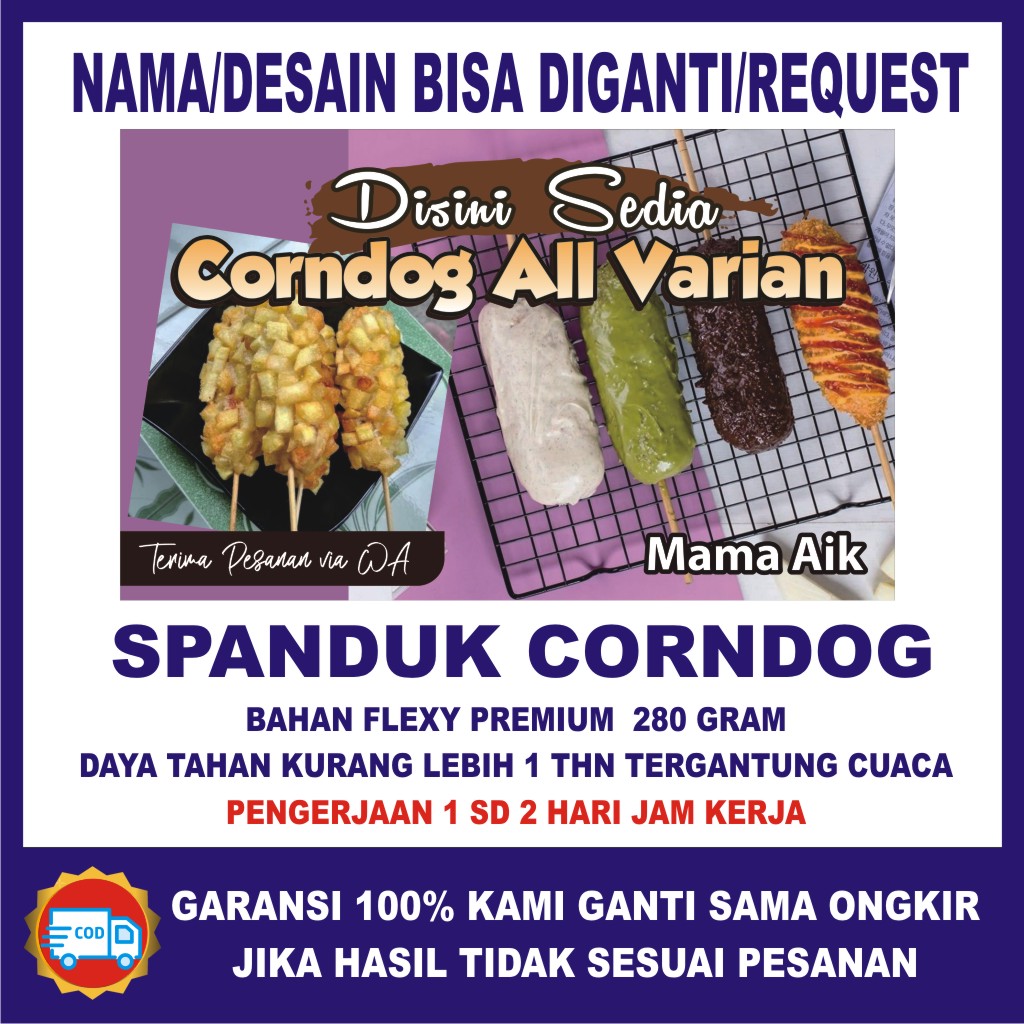 Banner corndog mozarella banner corn dog Bisa Custom Isi Bisa