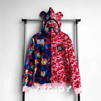 pink and red bape hoodie