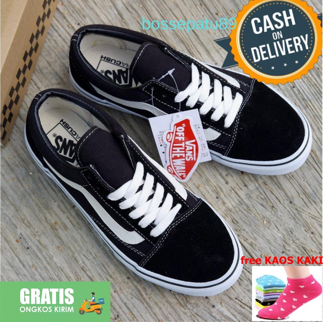 Bossepatu89 sepatu sneakers Original Vans_1995 Old Skool low-top CLASSICS Unisexcasual old skool pria wanita sneakers classic Skateboarding Shoes termurah Free COD + Box