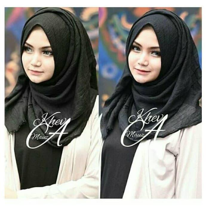BARBARA - PASHMINA RAWIS HITAM / PASMINA OMBRE / JILBAB POLOS / PASHMINA KUSUT