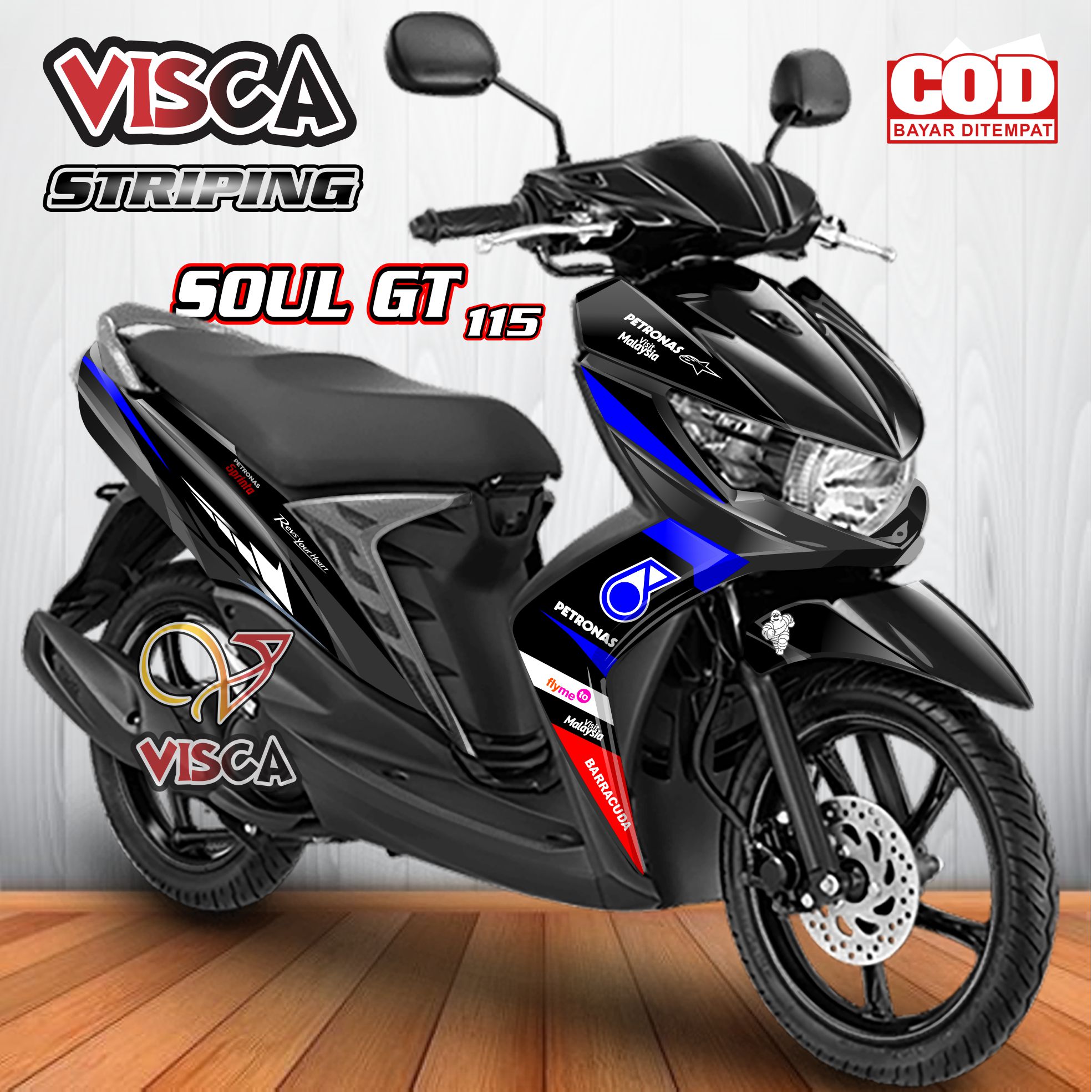 Striping SouL GT 115 Stiker Sticker Striping Variasi Lis Yamaha SouL