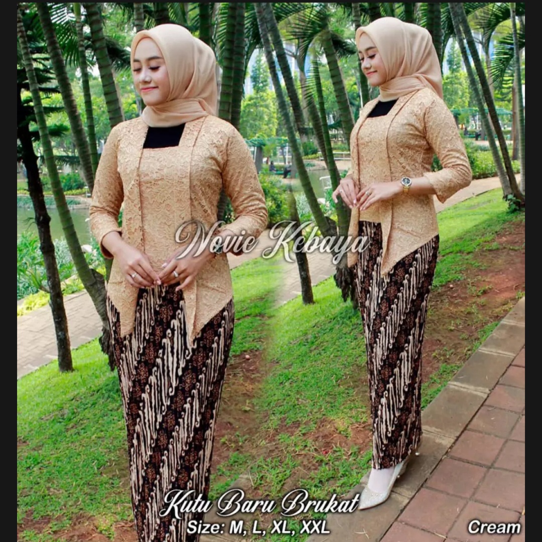 Baju setelan Kutubaru Bahan brokat dan Rok plisket Panjang/ Kebaya Bali