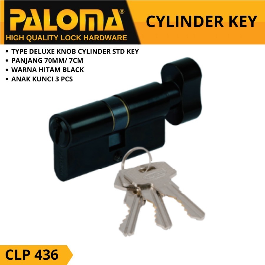 KUNCI KNOB Cylinder PALOMA CLP 436 DELUXE 70MM STD HITAM MATT BLACK KUNCI KNOB Cylinder PALOMA CLP 436 DELUXE 70MM STD HITAM MATT BLACK