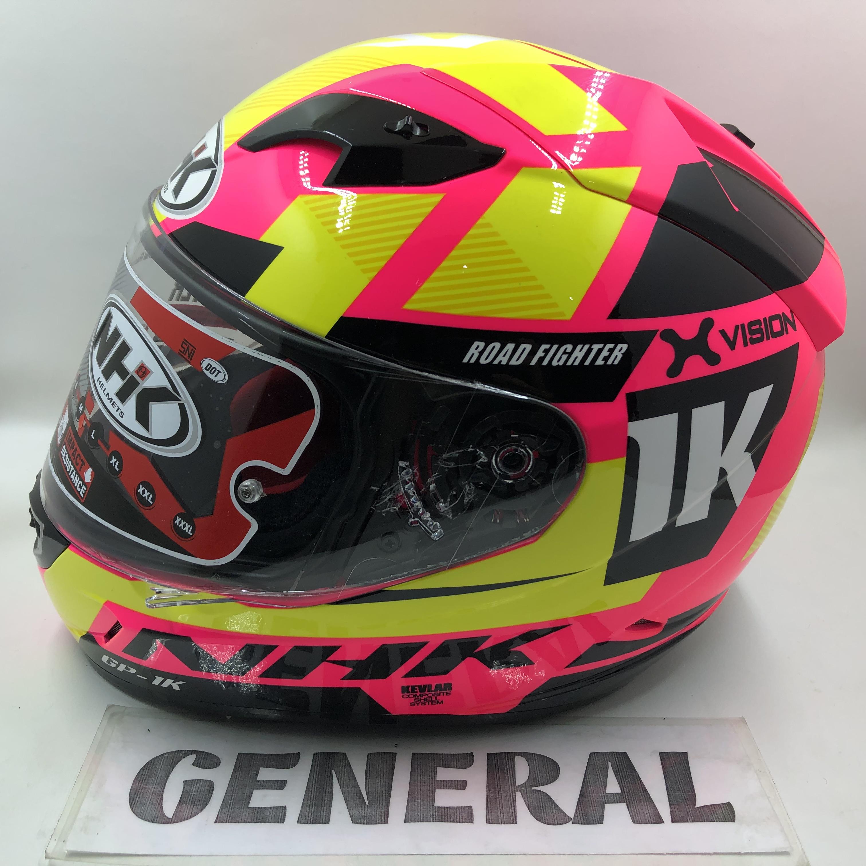 Helm NHK GP1000 GP 1000 Motif Neuro Pink Fluorecent Yellow Pink
