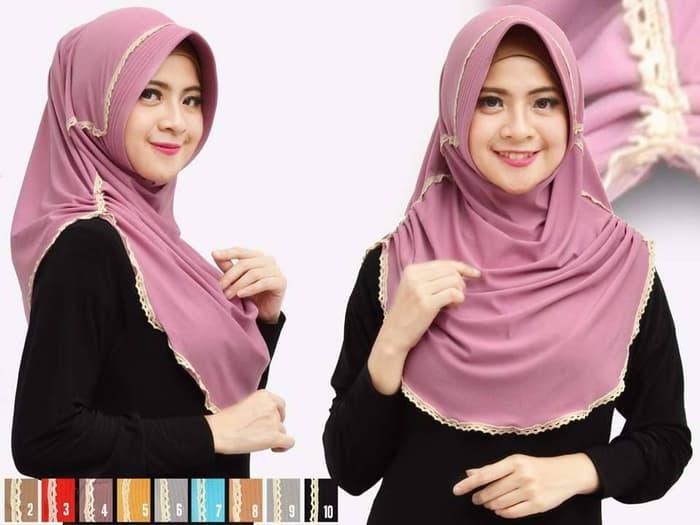 Promo Jilbab Instan Rumana Polos Renda