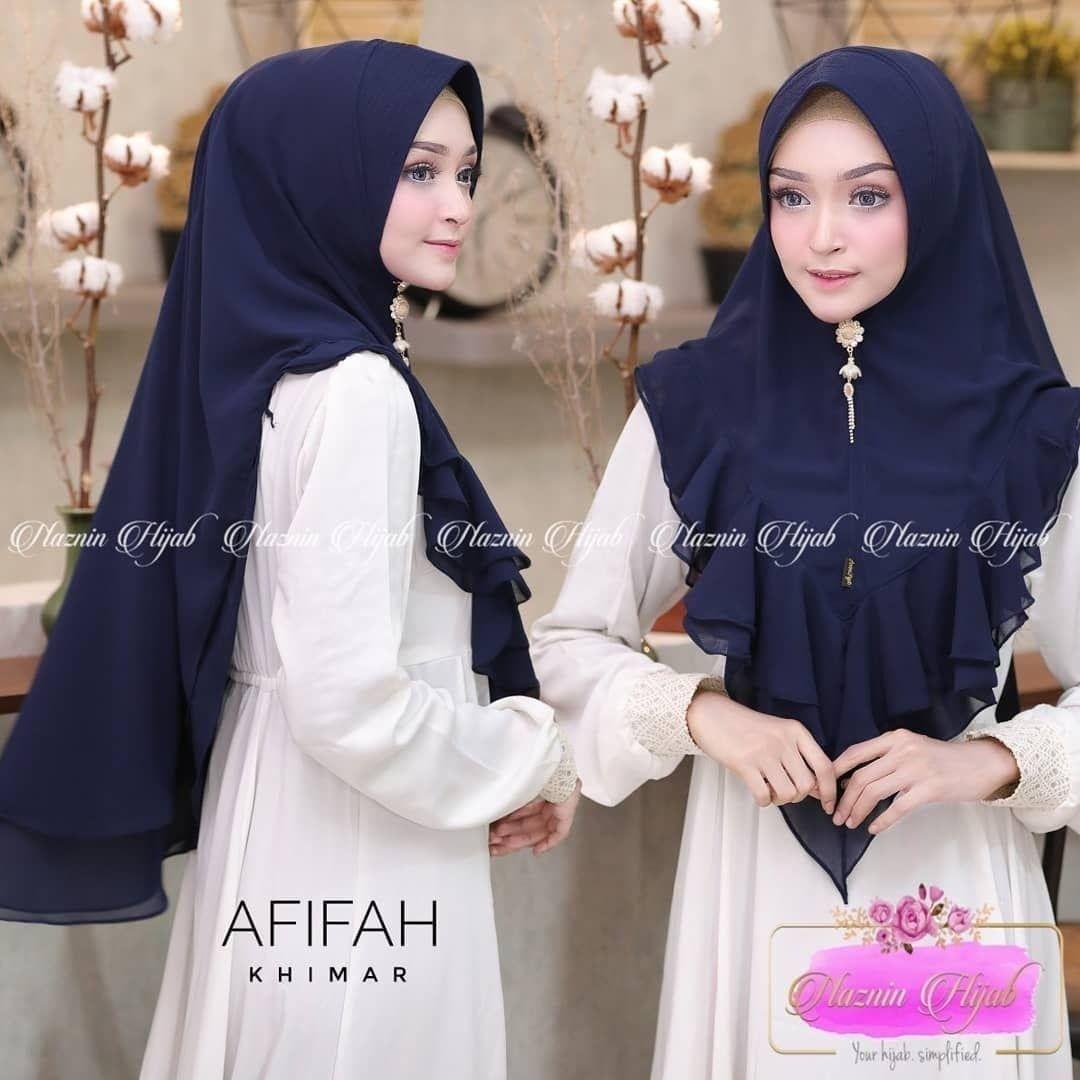 Jilbab Khimar Afifah Navy kerudung syari / jilbab motif / grosir murah / jilbab instan