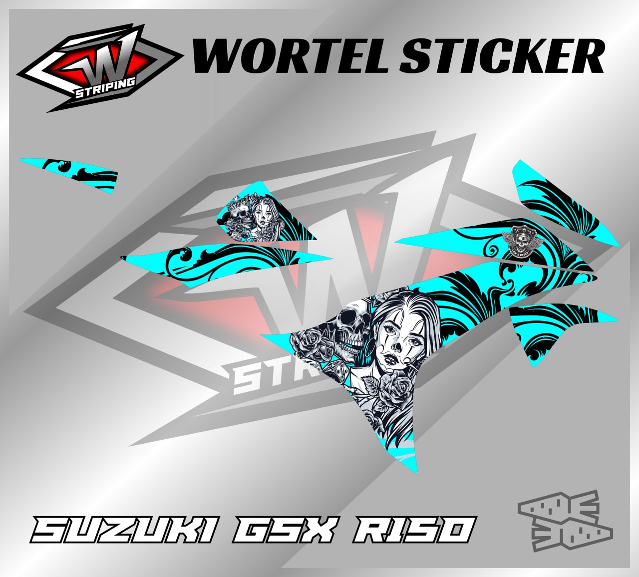 Striping Hologram GSX R 150-Stiker Lis Decal Motor GSX R 150 Skull ...