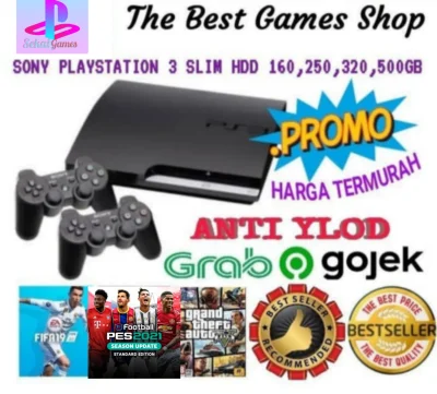 PS3 PLAYSTATION 3 SLIM HARDISK(500GB,320GB,250GB,160GB)FULL GAMES +2 STICK