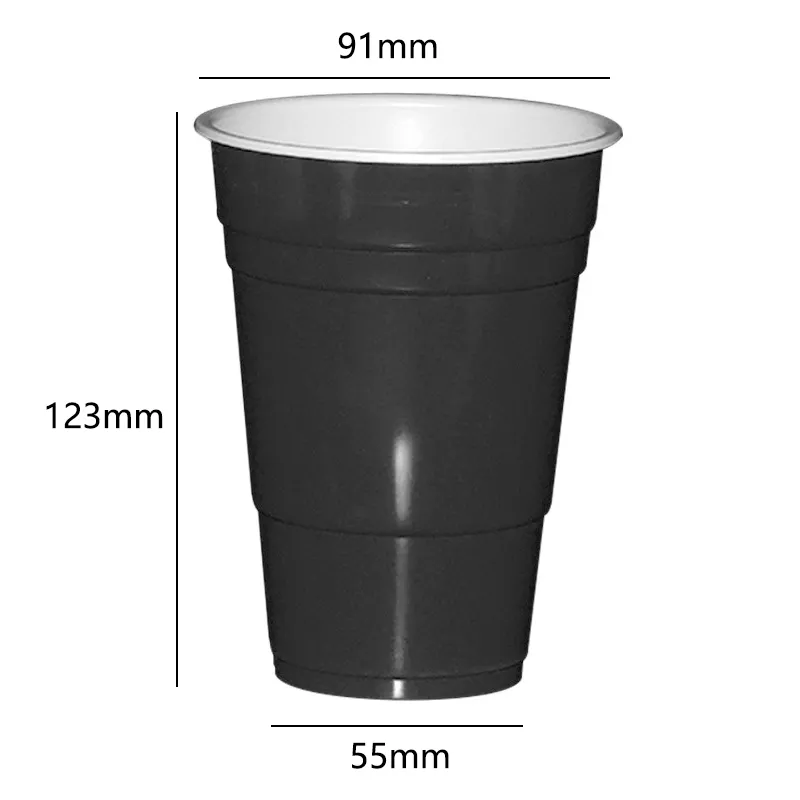 50 Pack 14 Oz Black Solo Cups Disposable Plastic Drink Cup, Big