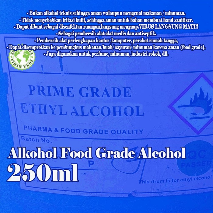 Alkohol FOOD GRADE Alcohol Food Grade 250ml Ethanol Food 99 Murni