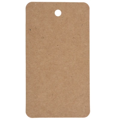 100Pcs 5 x 9Cm Kraft Paper Blank Jewelry Display Card Cardboard Earring Package Hang Tag Card Brown