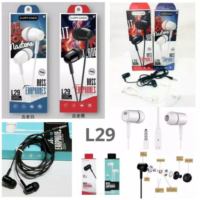 L29 Headset Full Bass Wired Earphone L29 Champ Earphone L29 Super