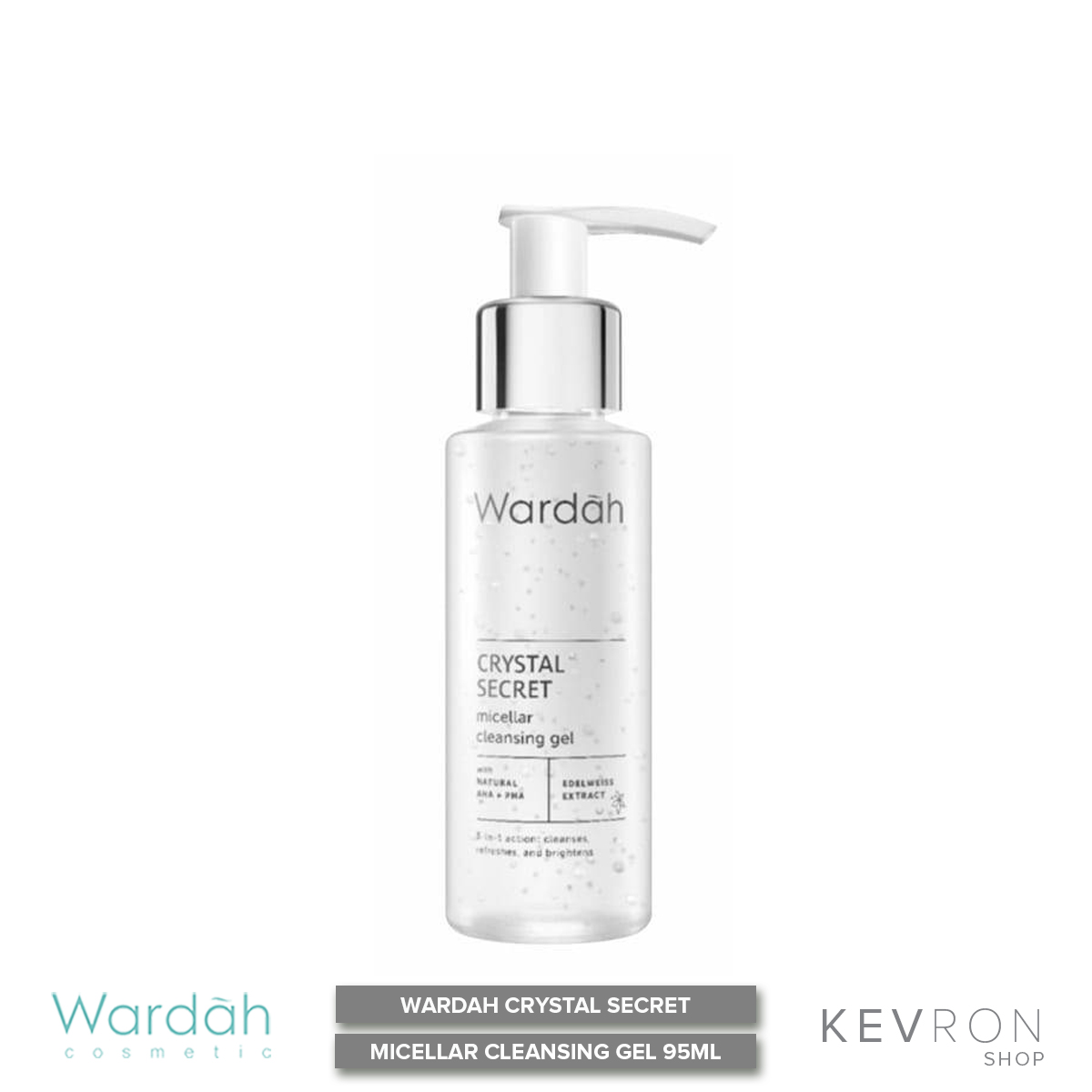 Wardah Crystal Secret Micellar Cleansing Gel 95ml. Pembersih Make Up