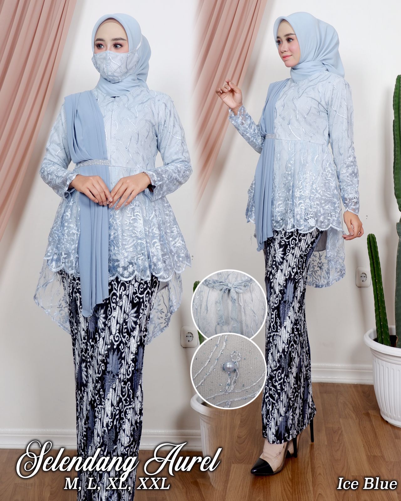 Terlariss! Satu Set Kebaya Selendang Aurell Dan Rok Frisket Panjang ...