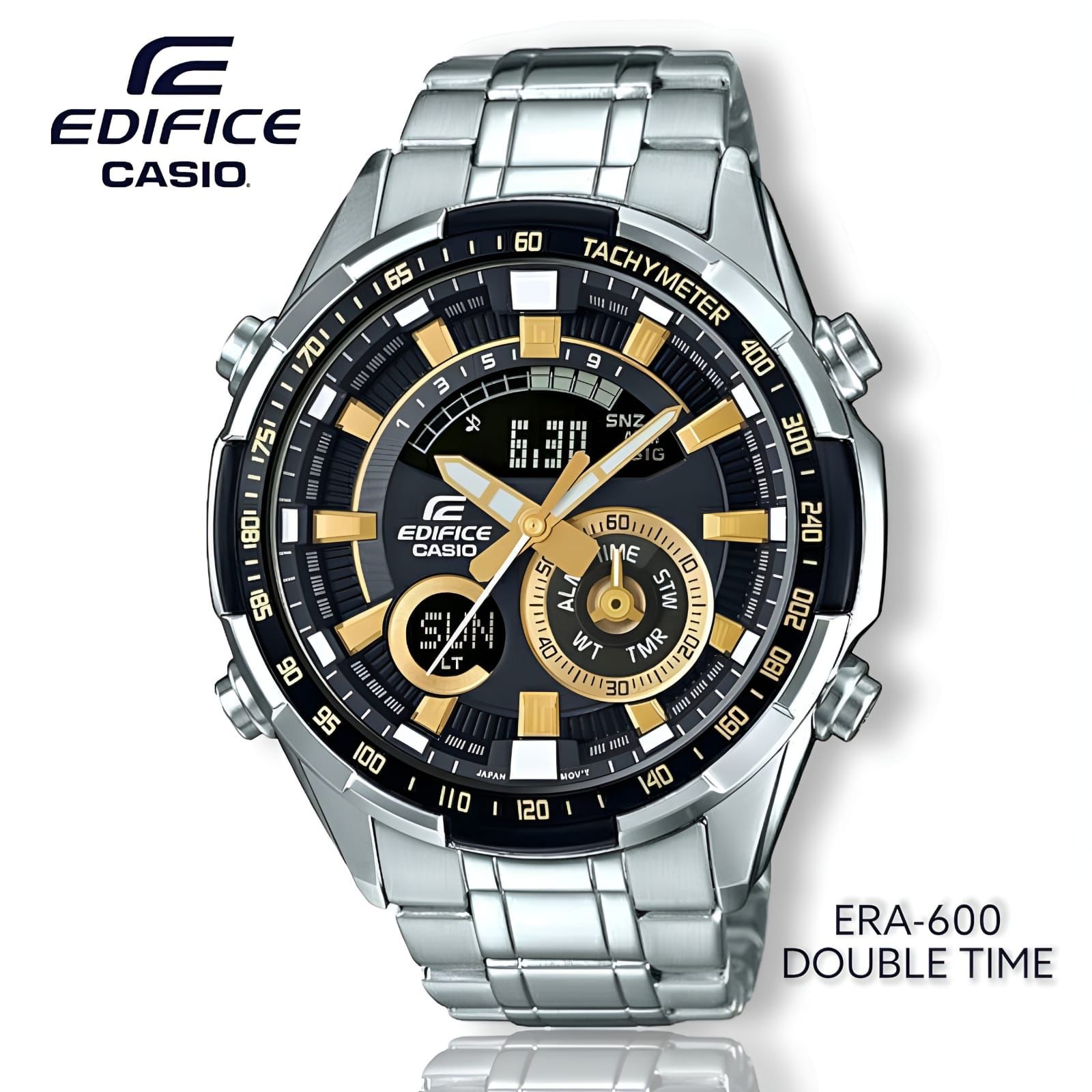 Jam Tangan Casio Edifice ERA-600 Stainless Silver Chronograph