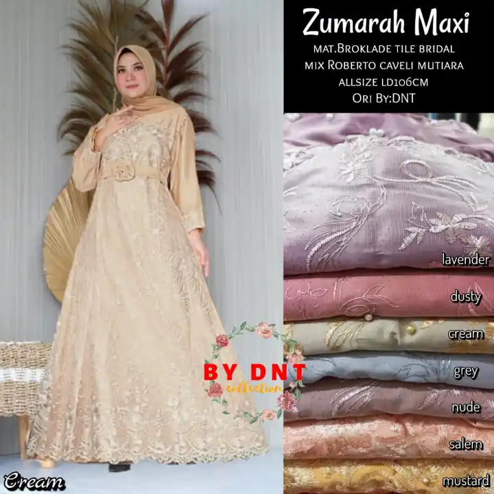 Termurah Dan Cod Peta Store Zumarah Gown Gamis Brokat Tile Mewah Model Gamis Tile Mutiara