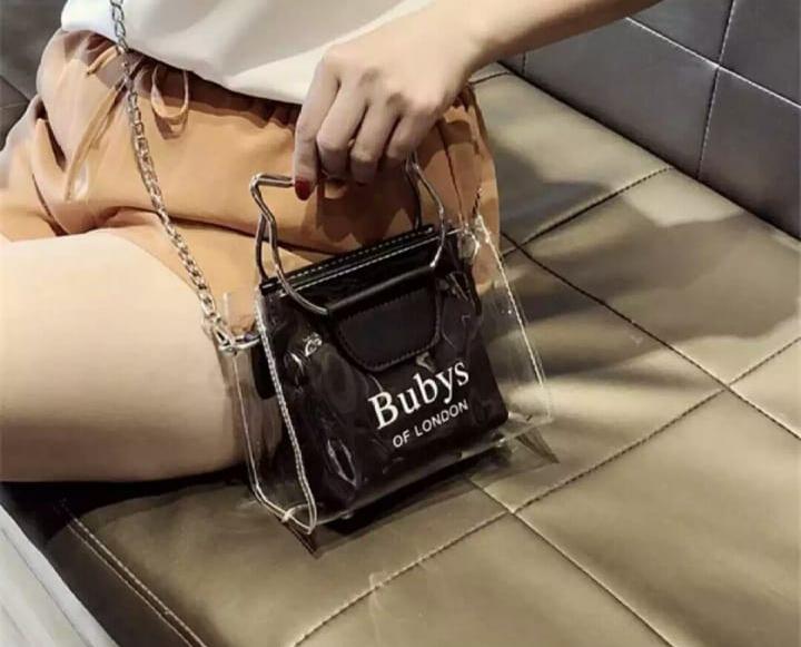 Fashion Tas Selempang Bahu Wanita/ Waist Bag Bubys Wanita- Jelly Trasparan / Tas Wanita