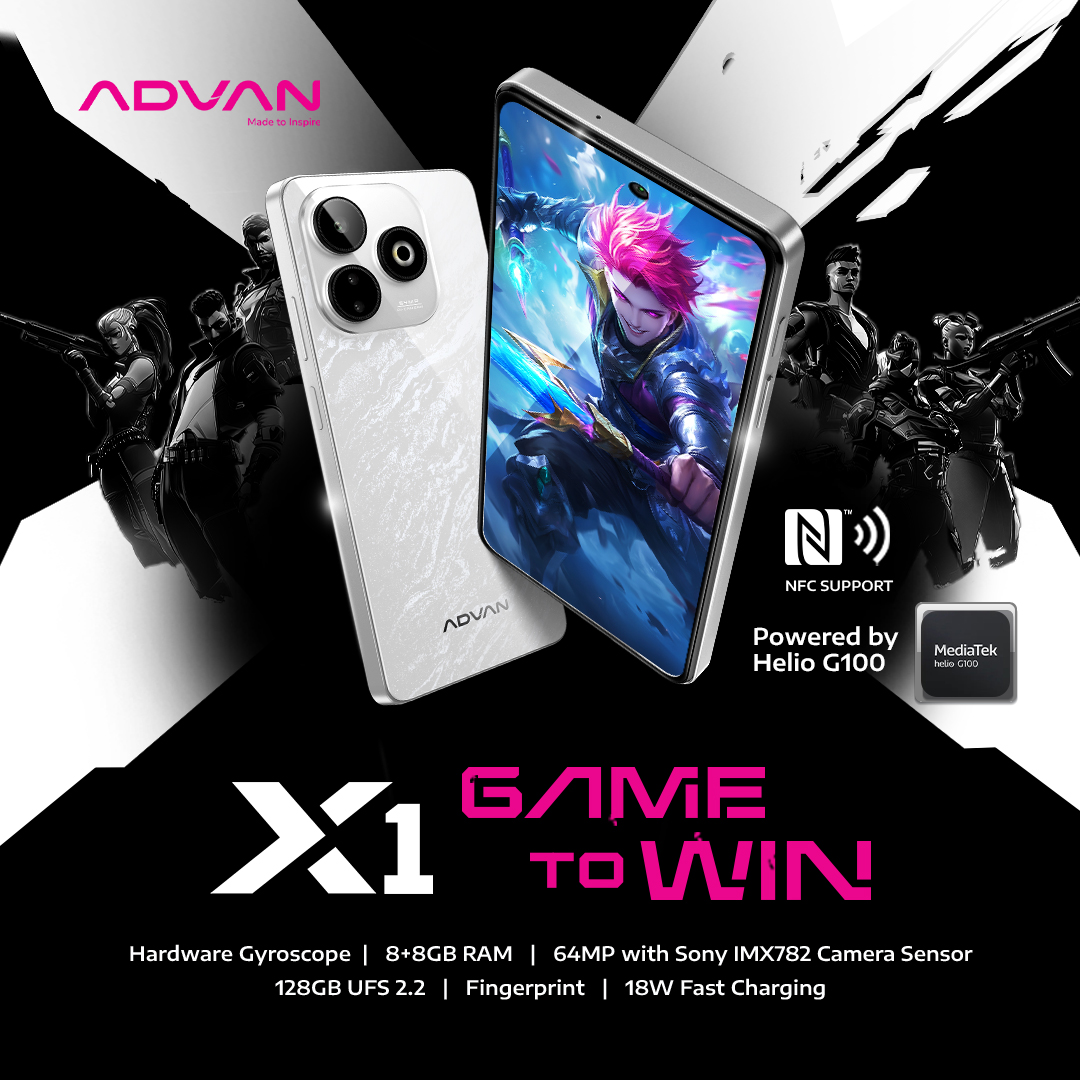 Advan X1 - MediaTek Helio G100 - 8GB+8GB - 128GB - 6.78" 120Hz FHD+ - 64MP Sony IMX782 - NFC - Advan Smartphone Gaming Harga  1,699,000 Ringgit*Penghantaran Percuma