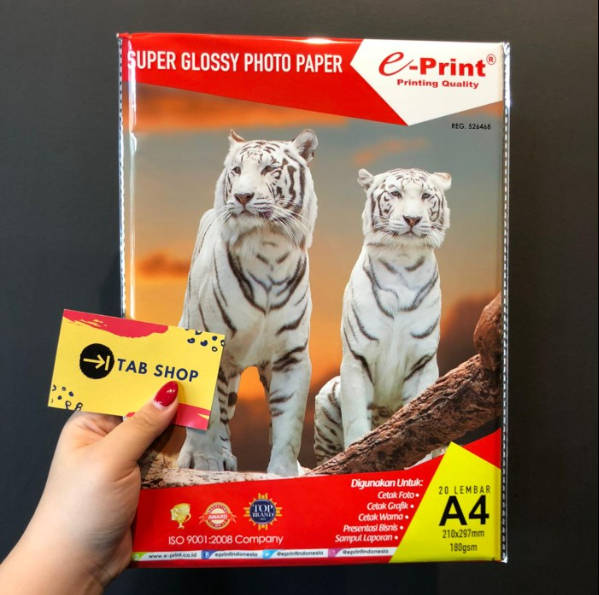TAB SHOP EPRINT SUPER GLOSSY PHOTO PAPER A4 180 GSM 20 SHEETS E