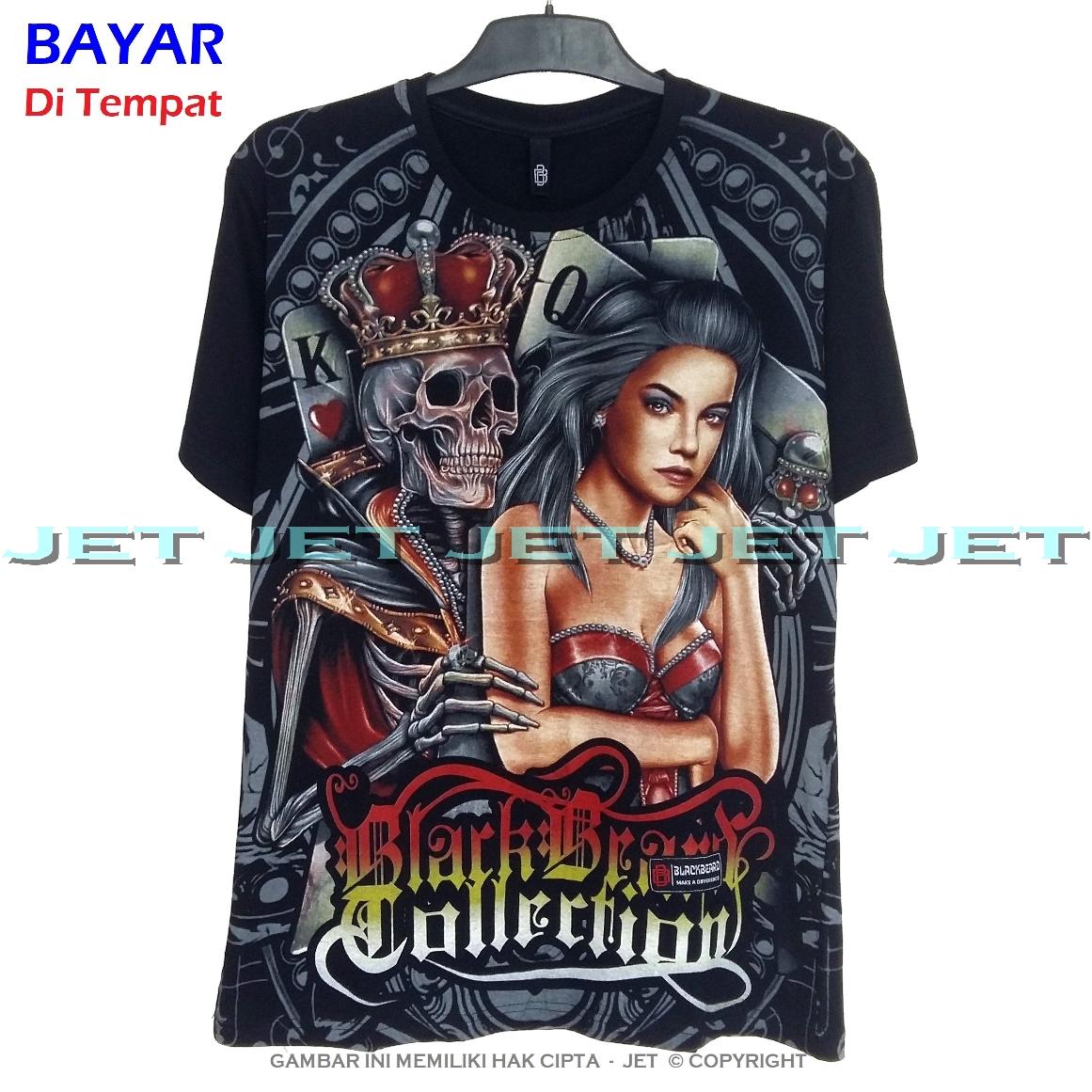 JeT - 100% Cotton Combed 30s – Kaos Pria Wanita - Tengkorak Cewek Seksi Gothic Horor Seram - Real Pic - Ready Stock – Kirim Dari Jakarta – Kaos Distro Bandung - Keren - Bahan Bagus - Lembut - Nyaman - Adem - Awet - Simple Fashion - Lazada Express – Hitam