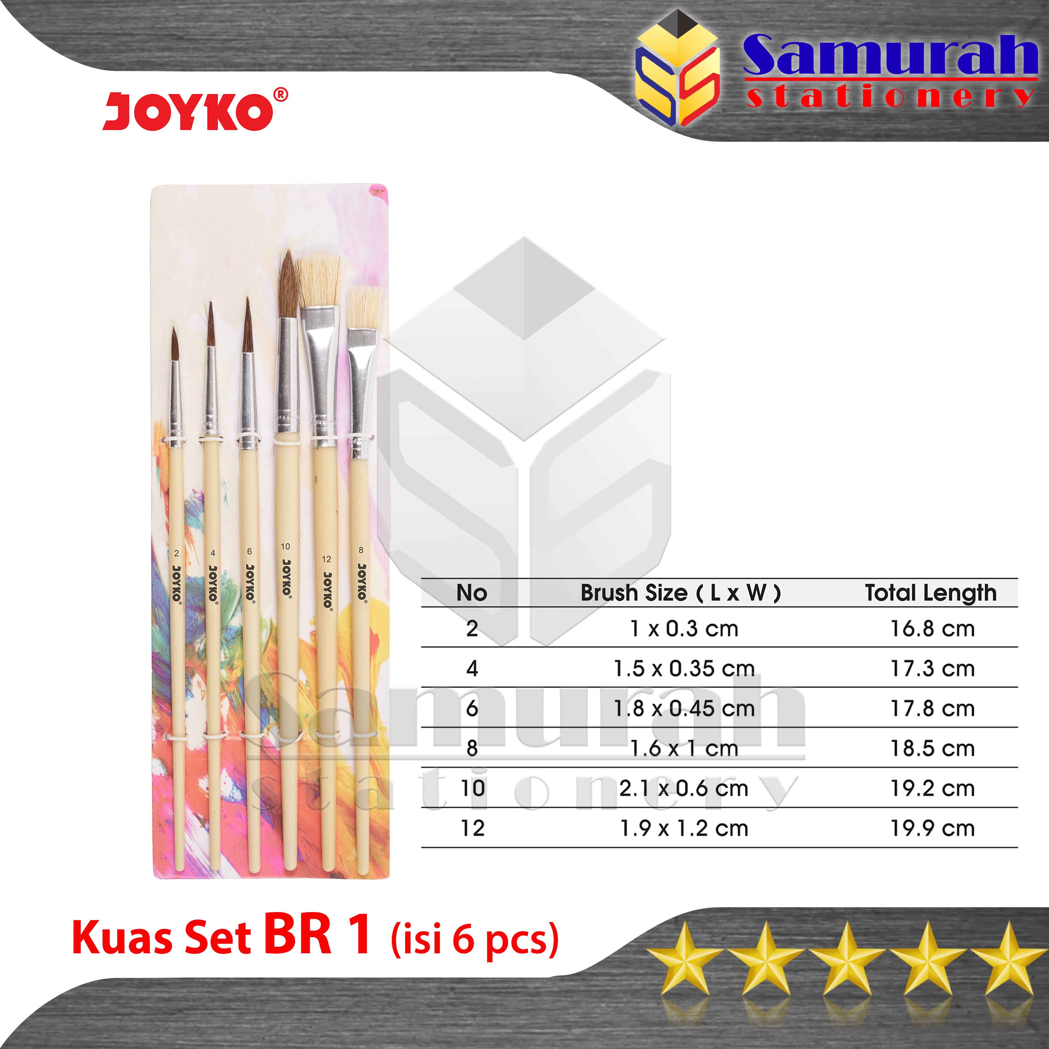 Kuas Lukis 1 Set Joyko Br 1 Isi 6 Ukuran Brush No 2 4 6 8 10 12 Lazada Indonesia 3097