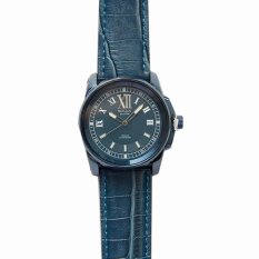 Omax Jam Tangan Pria Kulit Biru Single Analog