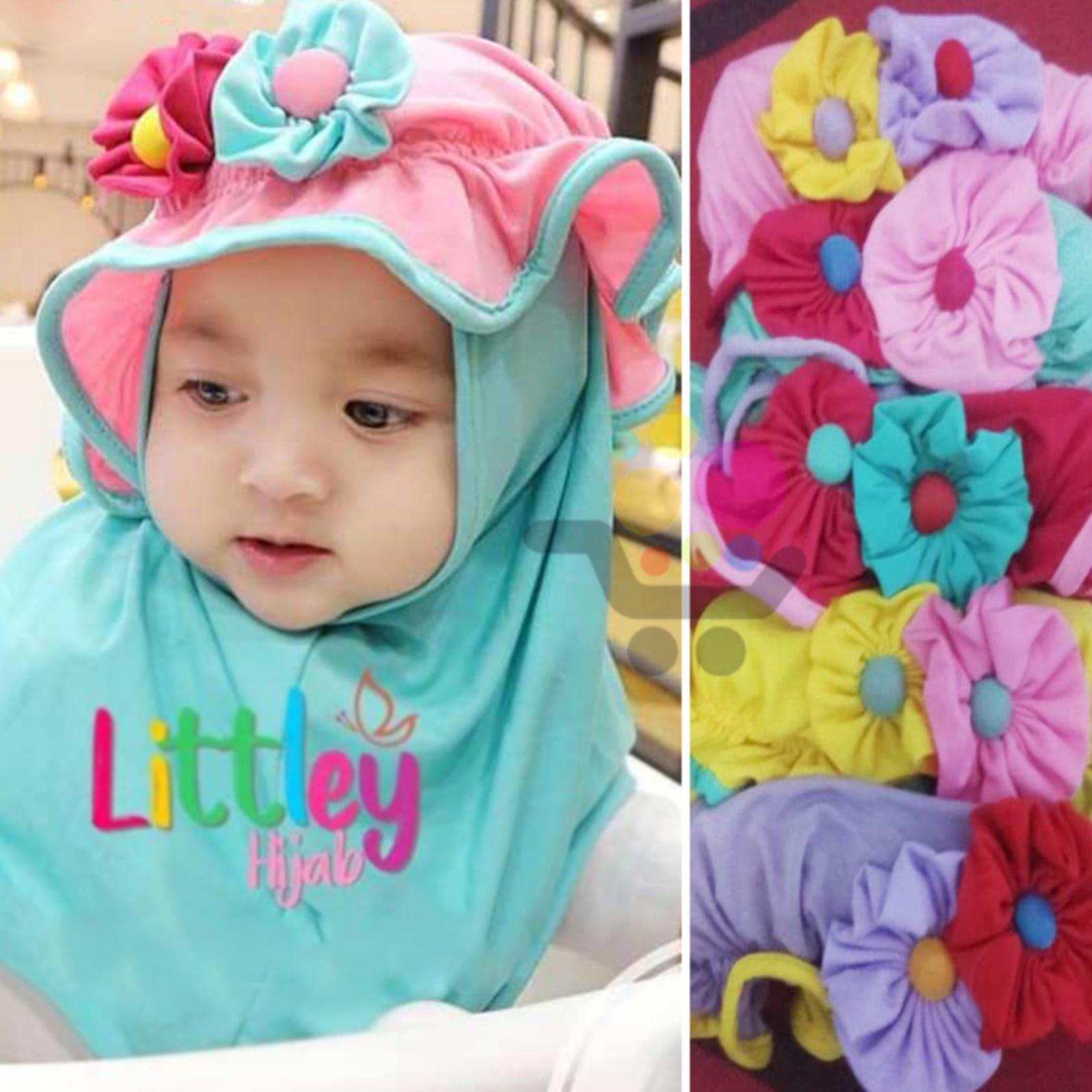 HIJAB / JILBAB ANAK BAYI MURAH MODEL TOPI 2 BUNGA