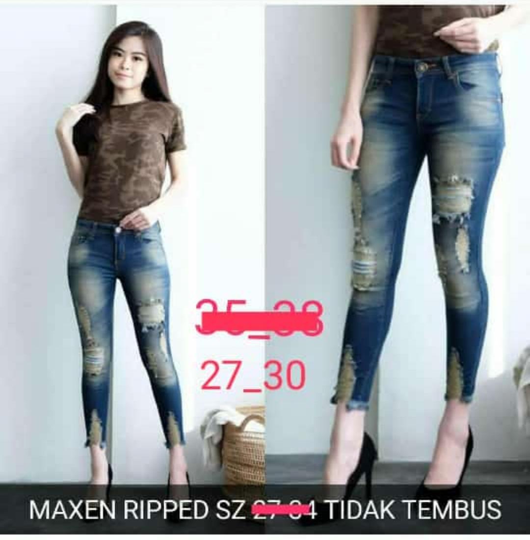 A&Y JEANS / 7/9 MAXEN RIPPED SOBEK ( TIDAK TEMBUS ) / CELANA JEANS SOBEK / RIPPED JEANS / CELANA JEANS MURAH