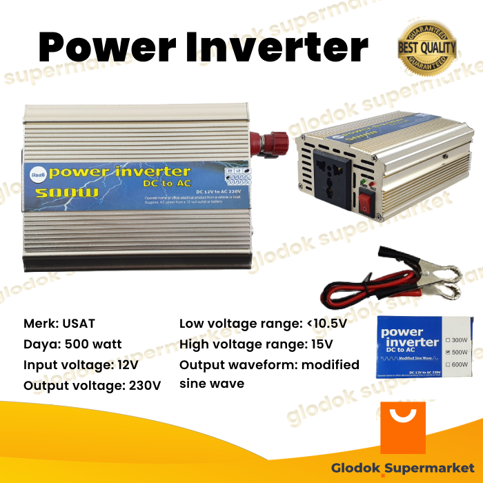 Power Inverter USAT 500 Watt DC 12V to AC 220V 500w 12 Volt Alat ubah