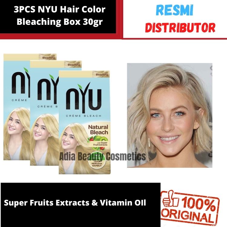 Paket 3Pcs NYU Hair Color Bleach Bleaching Rambut Alami 30 gr / NO