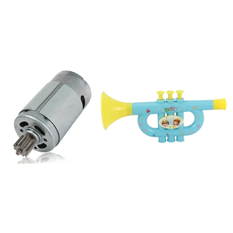 Colorful Childrens Blowable Trumpet & Universal 390 18000RPM Electric Motor RS390 6V Motor Drive Engine