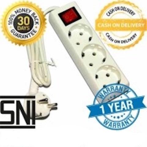 Sunfree Stop Kontak 3Lubang Colokan + Kabel 1.5M - Putih