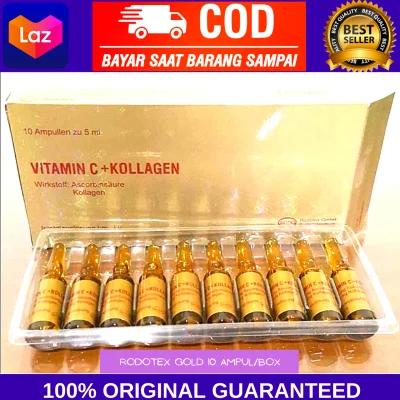 Rodotex Gold Vitamin C Collagen 10 Ampul Whitening Skin Jaminan 100% Original | Serum Kesehatan & Kecantikan Kulit