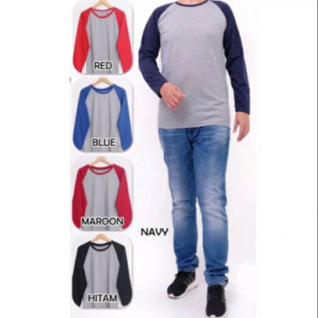 Kaos raglan lengan panjangabu merah XL () (abu merah XL)
