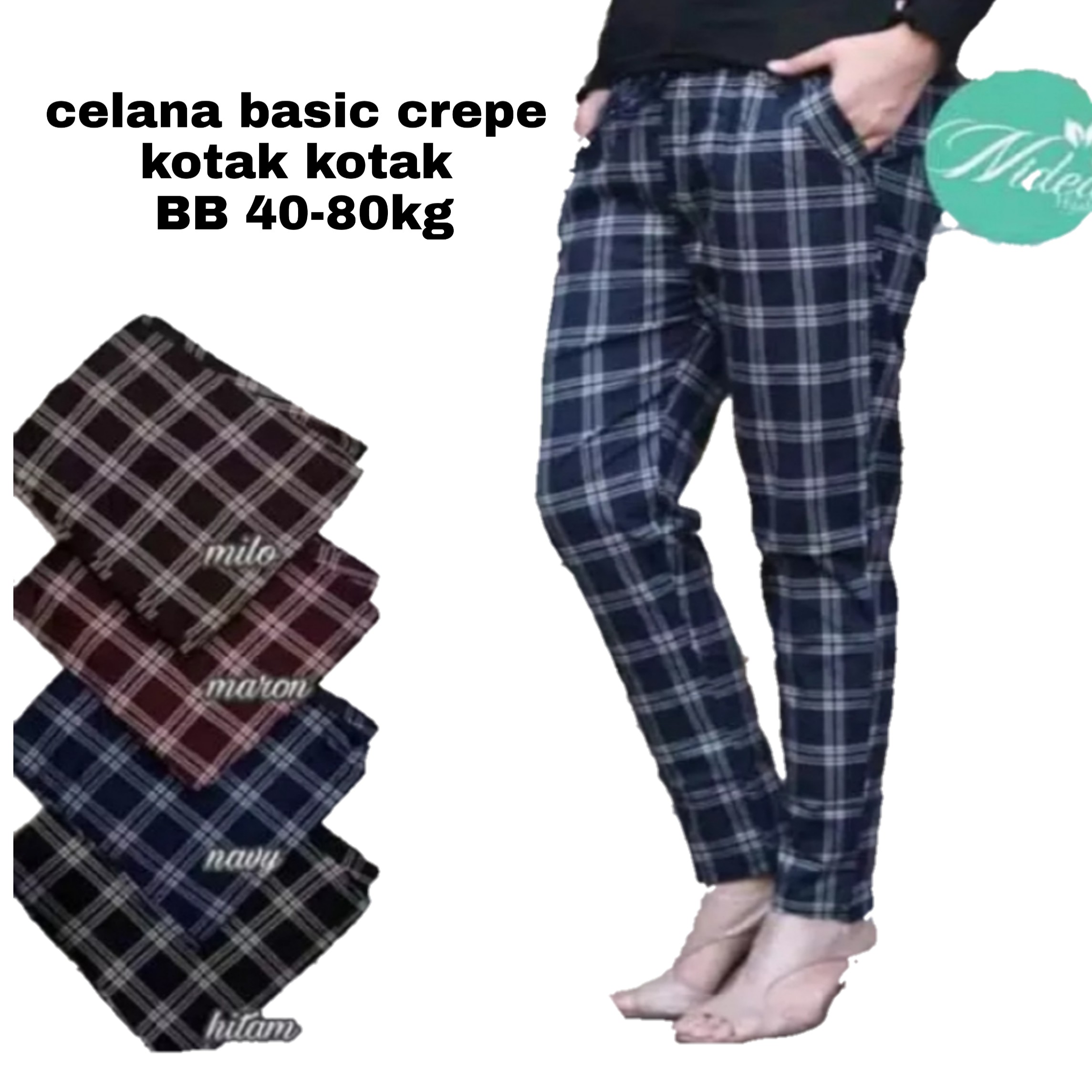 Celana Kotak Kotak Jumbo Bahan Crepe 