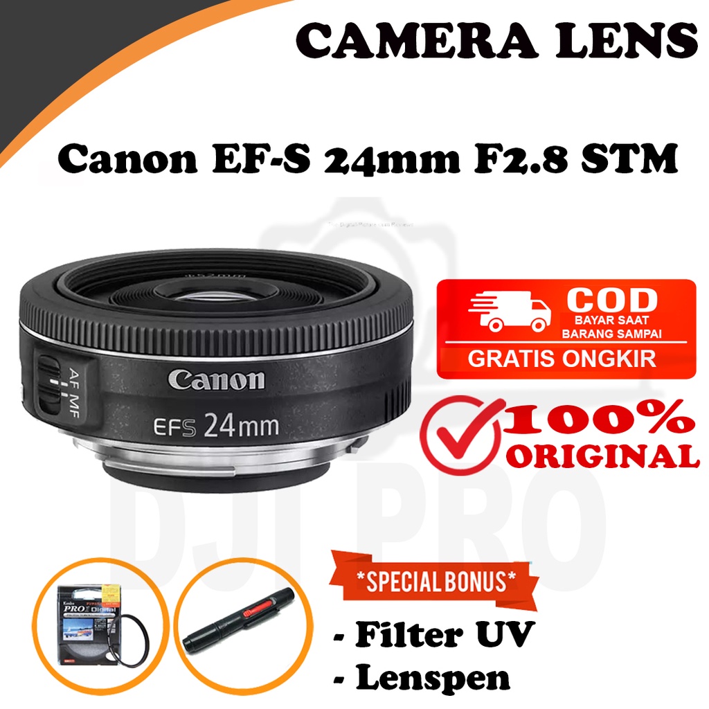 Lensa Wide Canon EF-S 24mm STM BONUS Filter UV Lazada Indonesia
