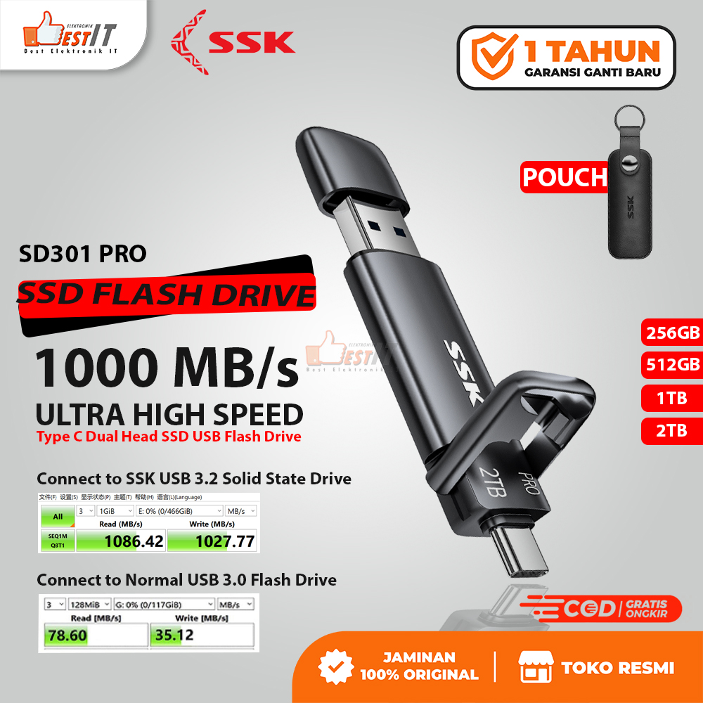 SSK SD301PRO 256GB 512GB 1TB 2TB USB Type-C SSD External