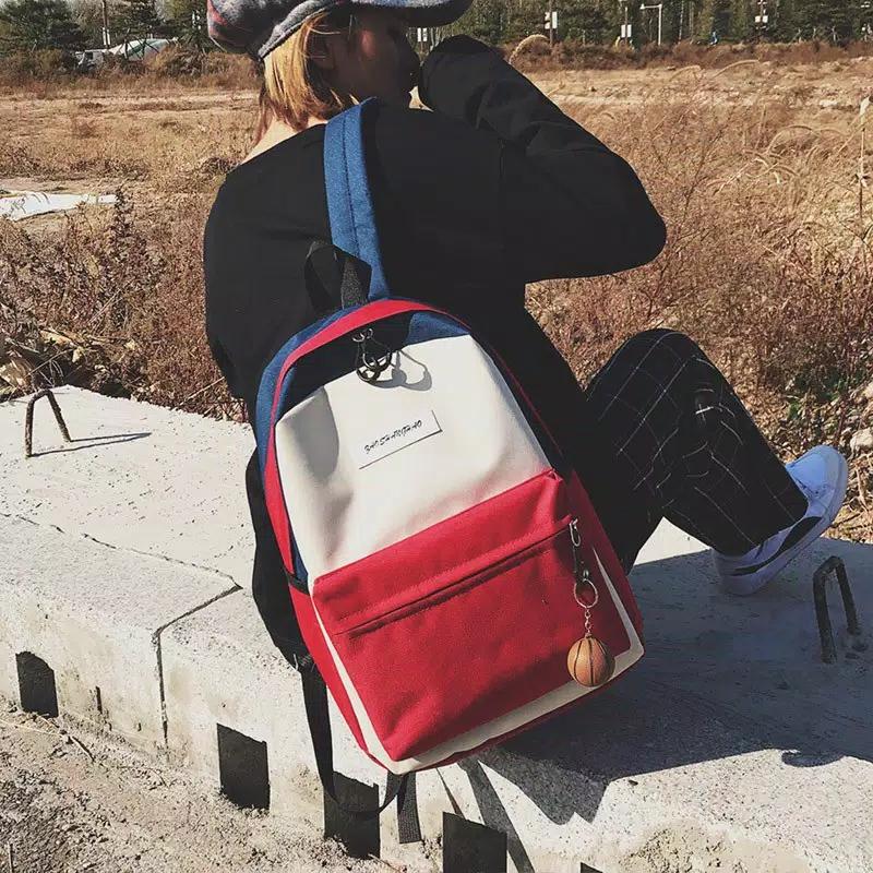 TRICOLOR RANSEL KOMBINASI WANITA/ TAS SEKOLAH WANITA/ RANSEL WANITA KOREAN