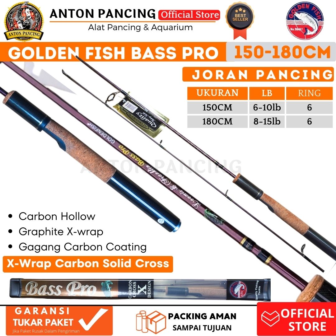 Joran Pancing Golden Fish Loomis Bass Pro 150,165,180cm X-Wrap Ulir ...