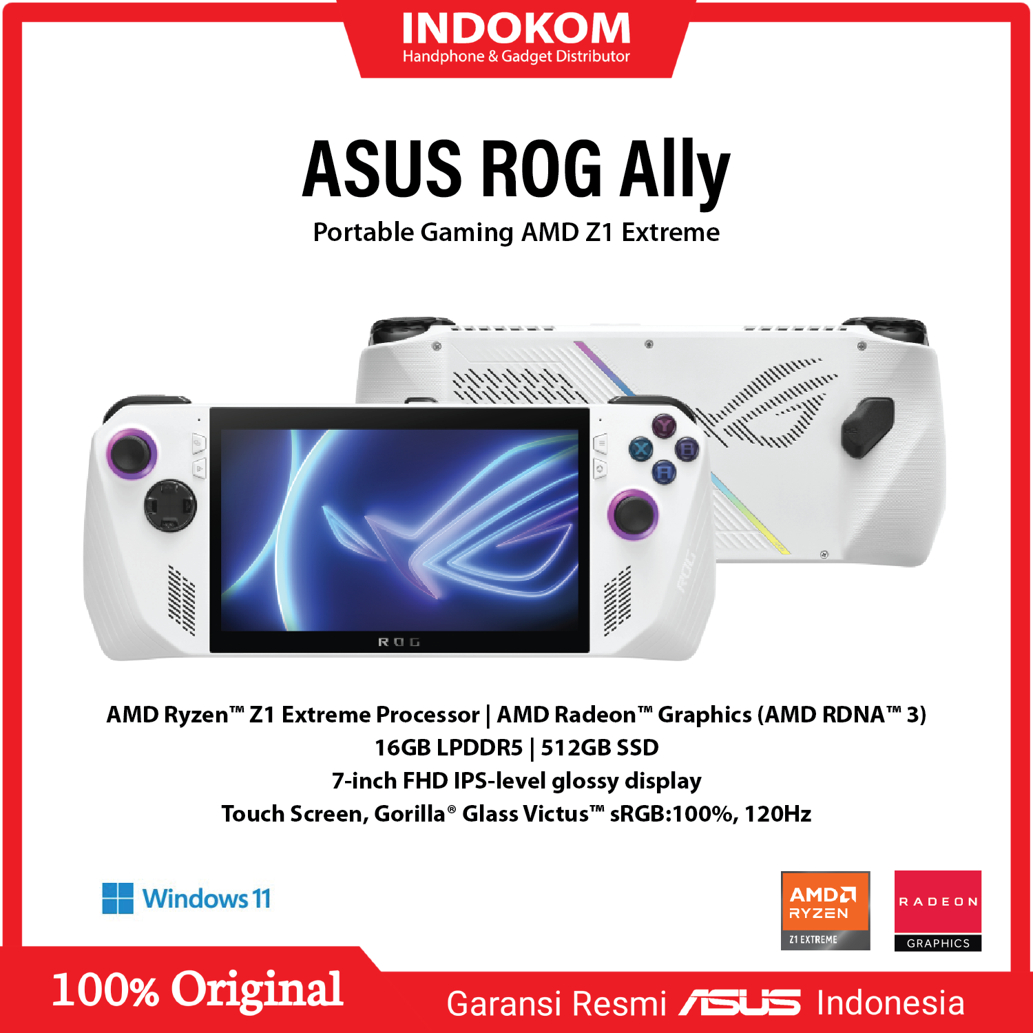 Original ASUS ROG Ally 7 120Hz FHD IPS 1080p Gaming Handheld