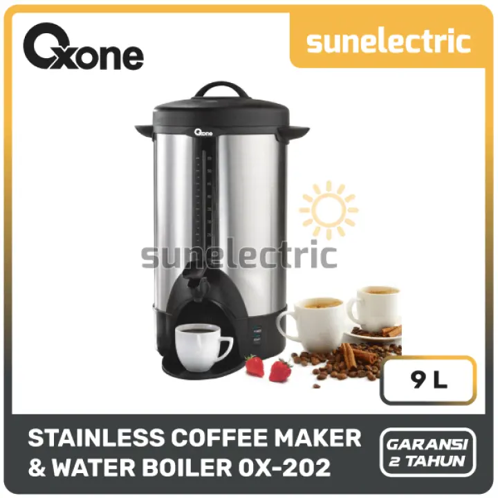 Oxone Ox 202 Coffee Maker Water Boiler Alat Penyeduh Pembuat Kopi Teh Kapasitas 55 Cups 9 Liter Stainless Steel Ox 202 Ox202 Silver Lazada Indonesia