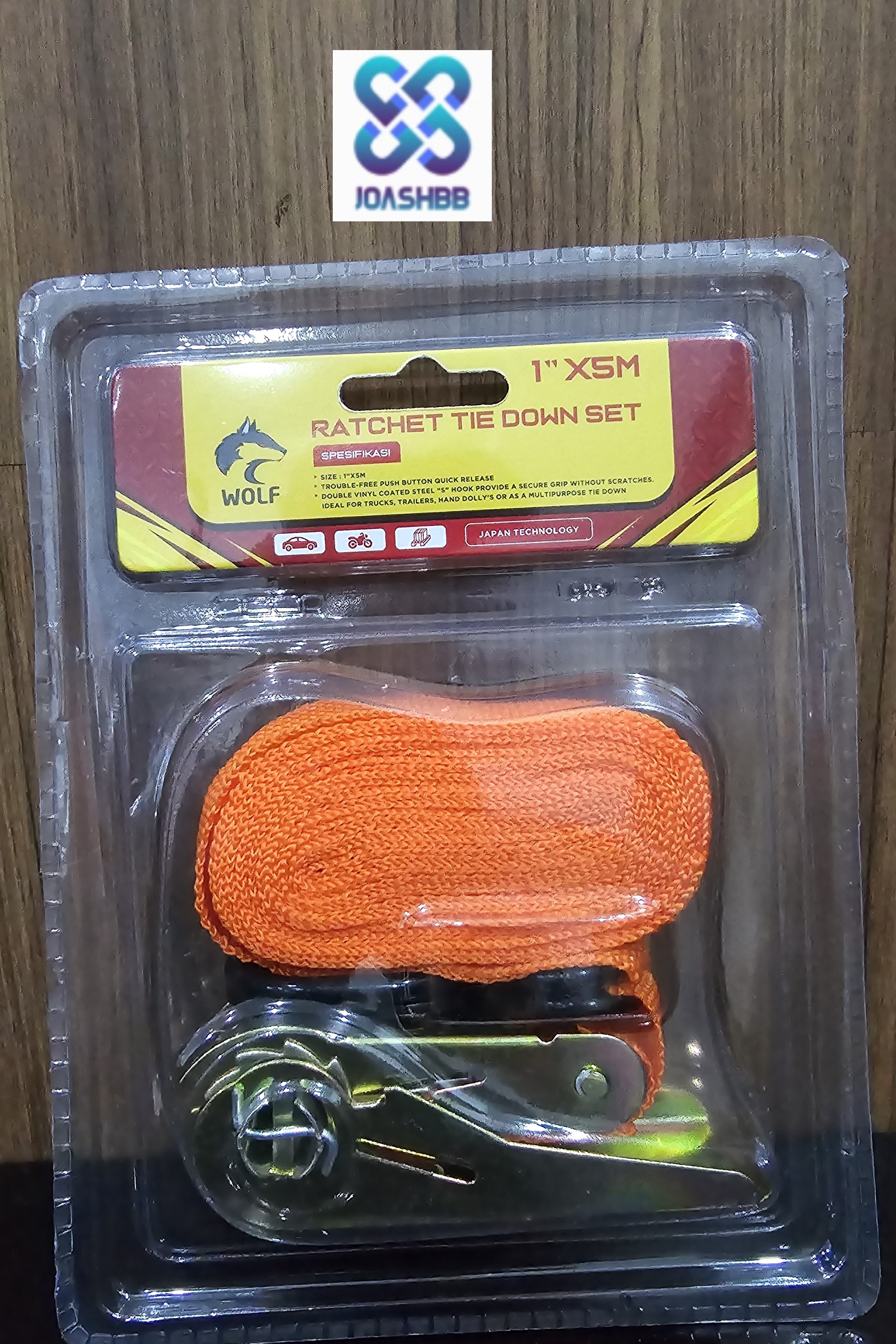 Ratchet Tie 1 Inch X5 Meter Tali Pengikat Barang Motor Ratchet Tie