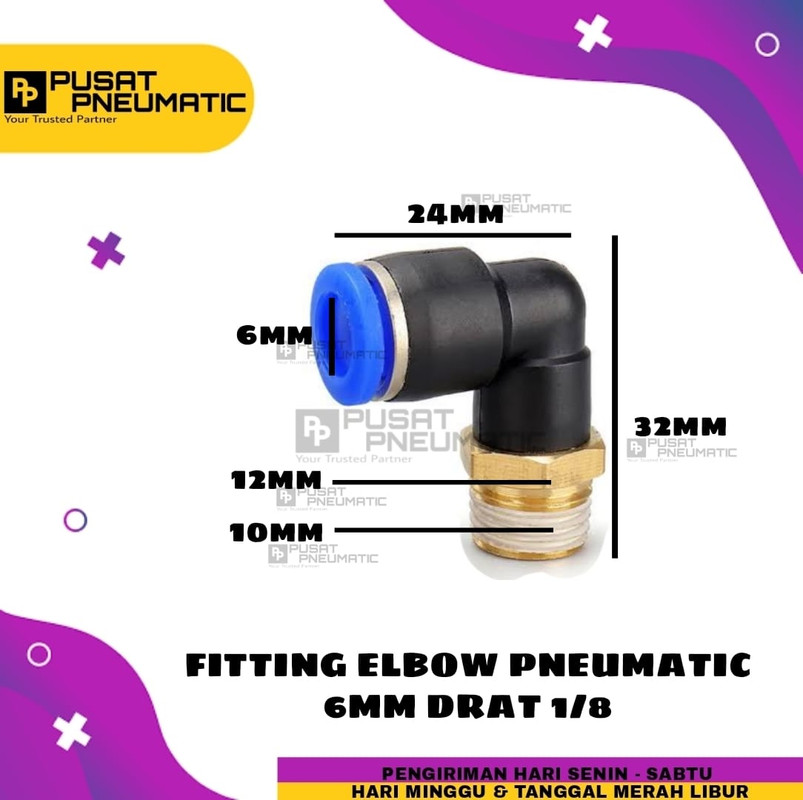 Pl Nepel Angin Fitting Pneumatic Elbow Male Selang Mm Drat Mpl Lazada Indonesia