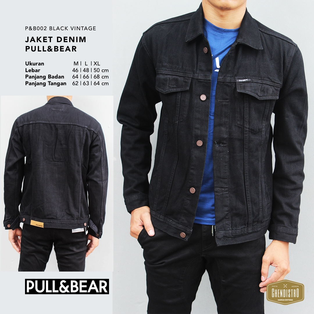 JAKET JEANS UNISEX PREMIUM QUALITY PULL\u0026BEAR BLACK VINTAGE | Lazada  Indonesia