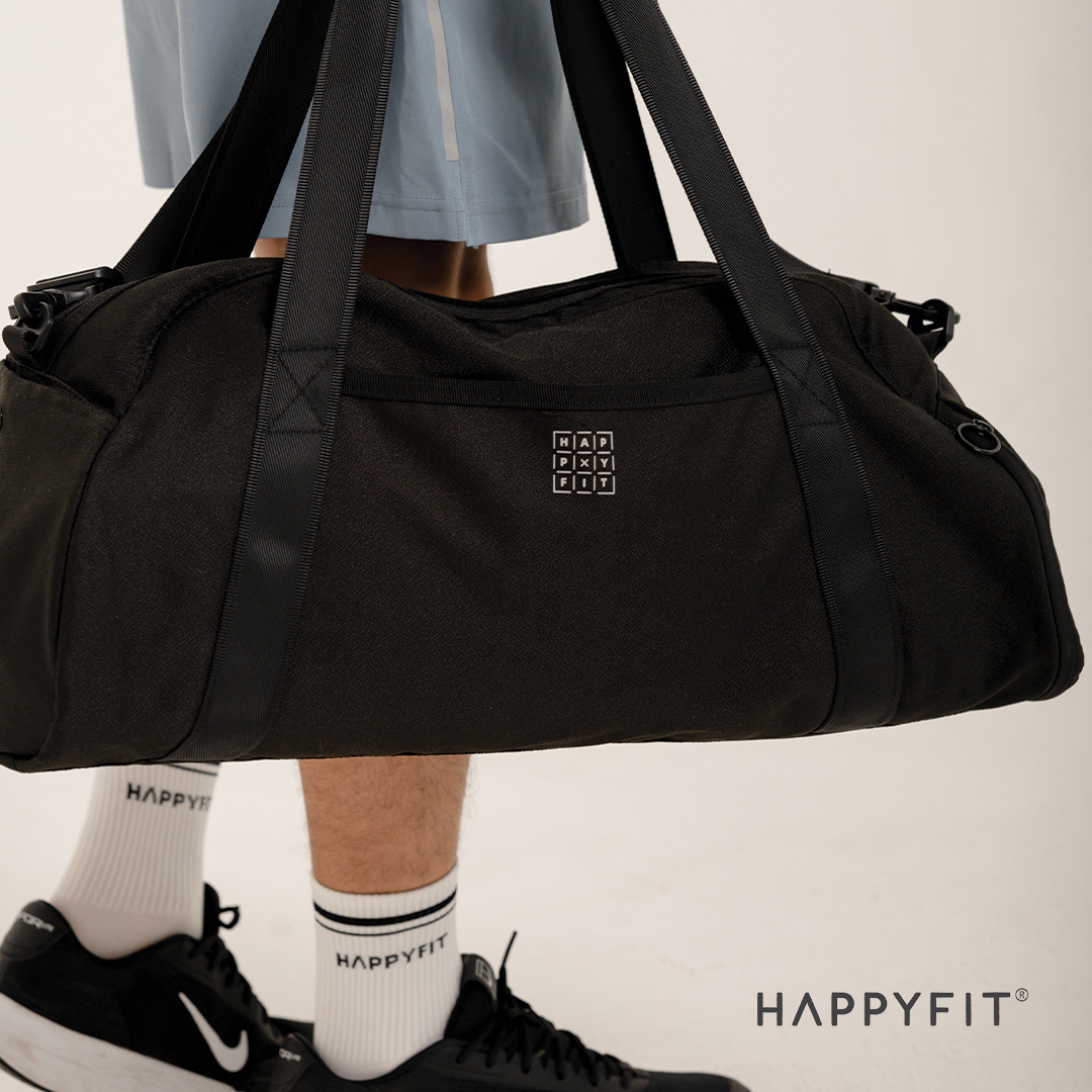 Rekomendasi Tas Gym Multifungsi yang Ringkas dan Stylish HAPPYFIT Essential Sport Bag / Tas Olahraga / Tas Gym dan Fitnes Tas Sport Light Grey Tas Fitness Black - Lazada | Lazada Indonesia