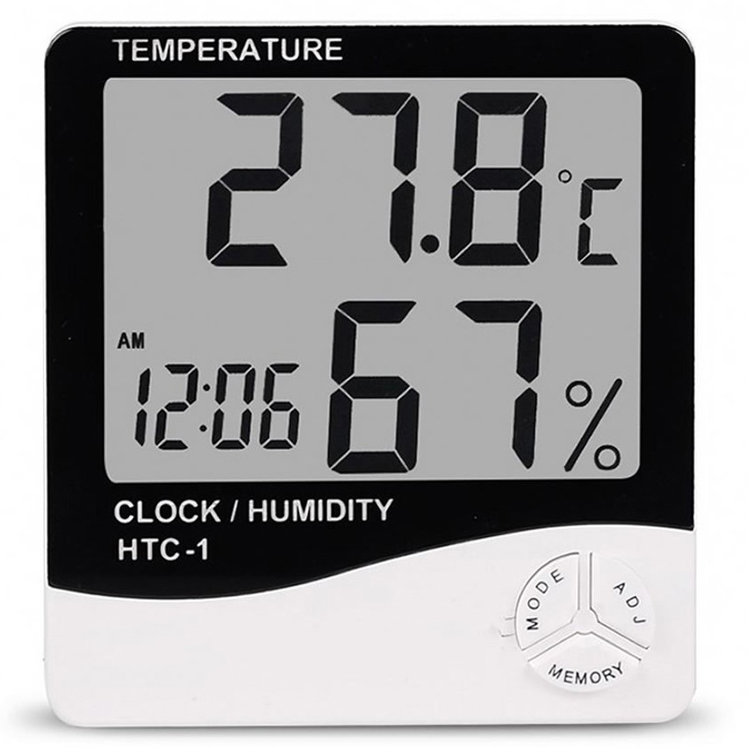 HTC-1 Digital Hygrometer Temperature htc1 Meter Termometer Room Thermometer  Clock Alarm Jam | Lazada Indonesia